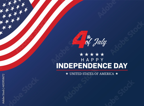 4th of July, Independence Day of USA. greeting card with background in United States national flag colors and text Happy Independence Day. Vector illustration.