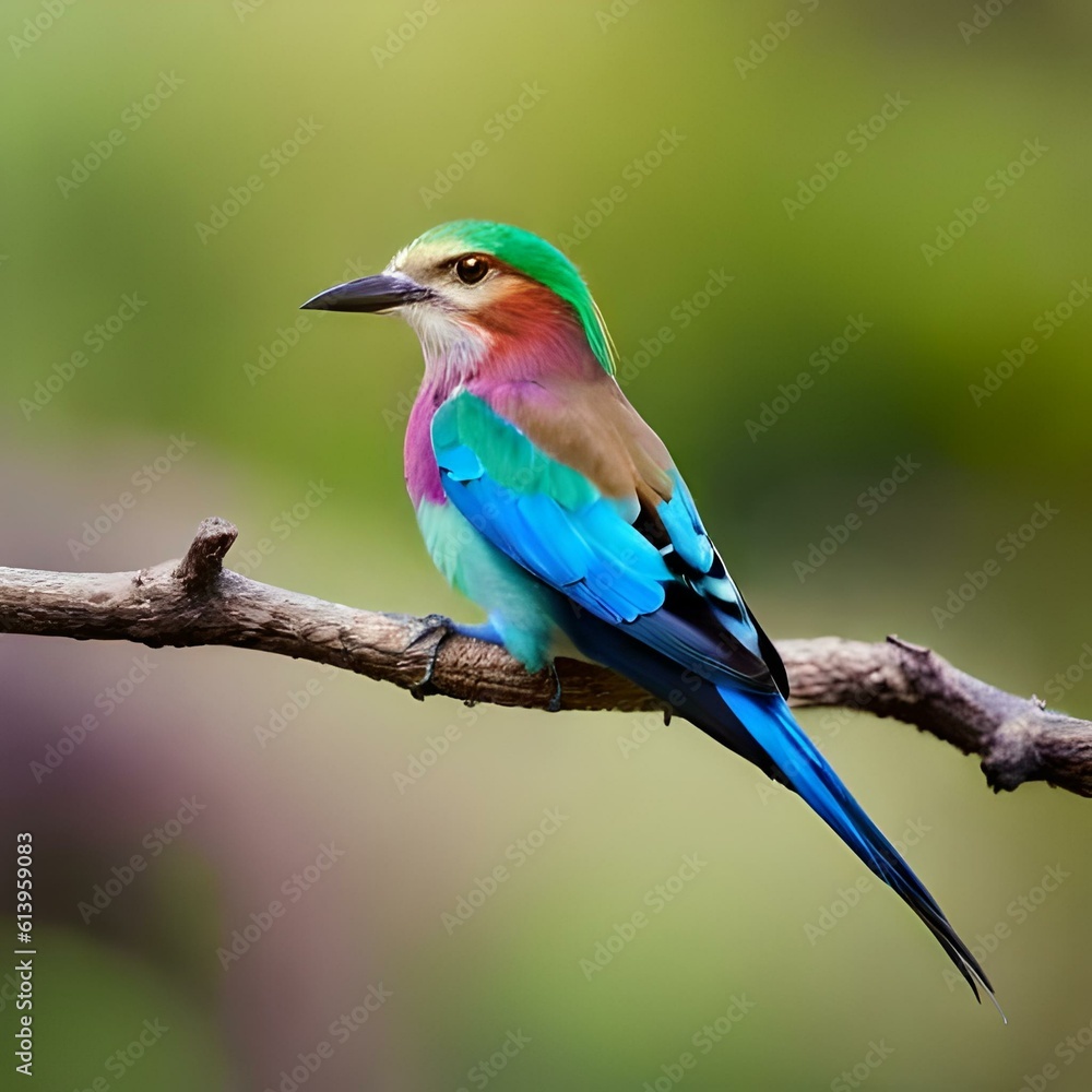 Obraz premium lilac breasted roller on a branch