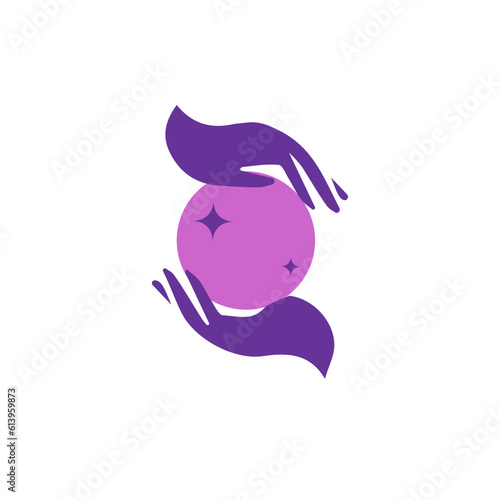 Magic ball of predictions. Divination, magic, tarot, mysticism. Logo for a fortune teller.