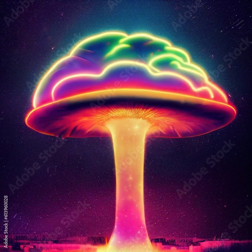 Neon mushroom explosion