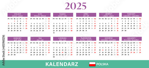 Kalendarz skrócony roczny 2025