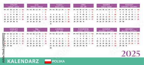 Kalendarz skrócony roczny 2025