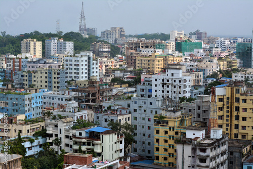 A beautiful sunny view of chittagong city. top view of chittagong city
