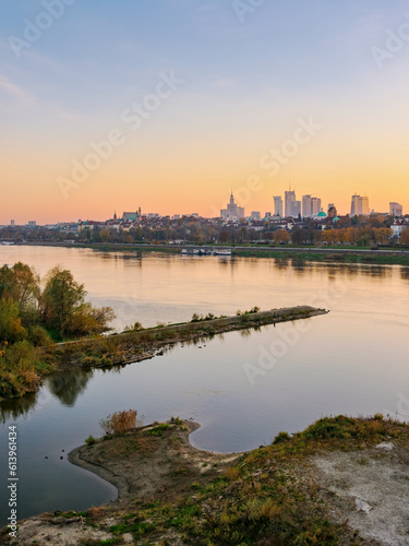 River Vistula at sunset, Warsaw, Masovian Voivodeship, Poland