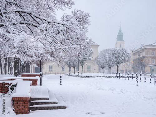 Krakowskie Przedmiescie, winter, Warsaw, Masovian Voivodeship, Poland photo