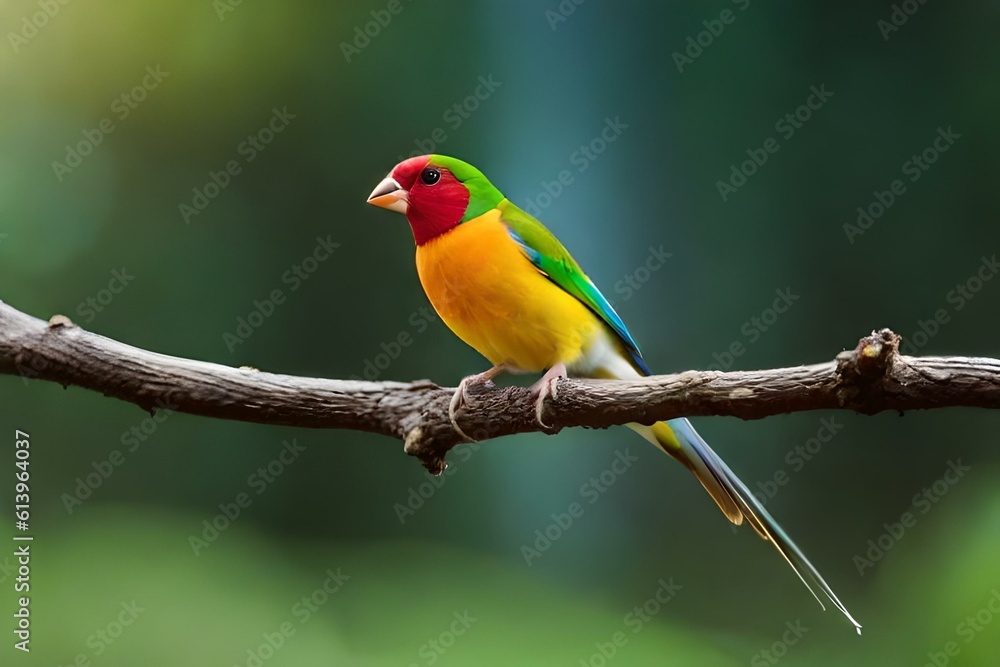 Gouldian finch on the branch generated by Ai