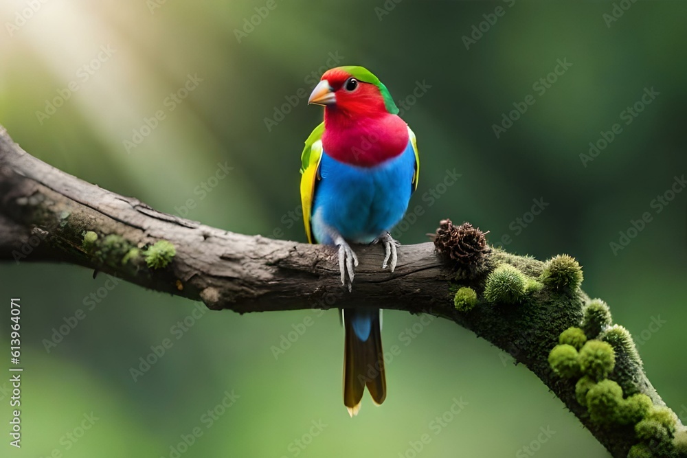 Gouldian finch on the branch generated by Ai