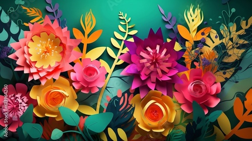 beautiful and colorful paper cut flowers © Thiago