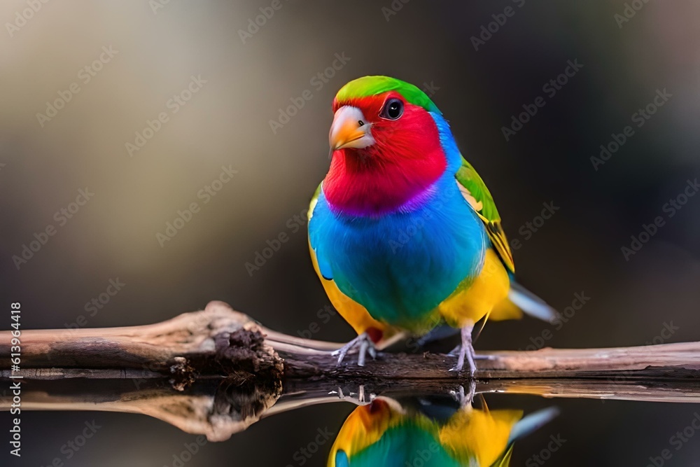 Gouldian finch on the branch generated by Ai