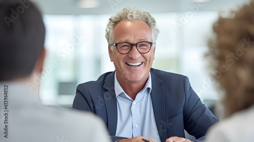 A confident financial advisor providing expert guidance with a reassuring smile, helping clients secure their financial future. generative AI photo