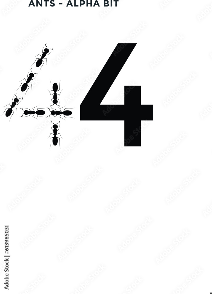 Fototapeta premium A line of worker ants marching to word four letters destination.
