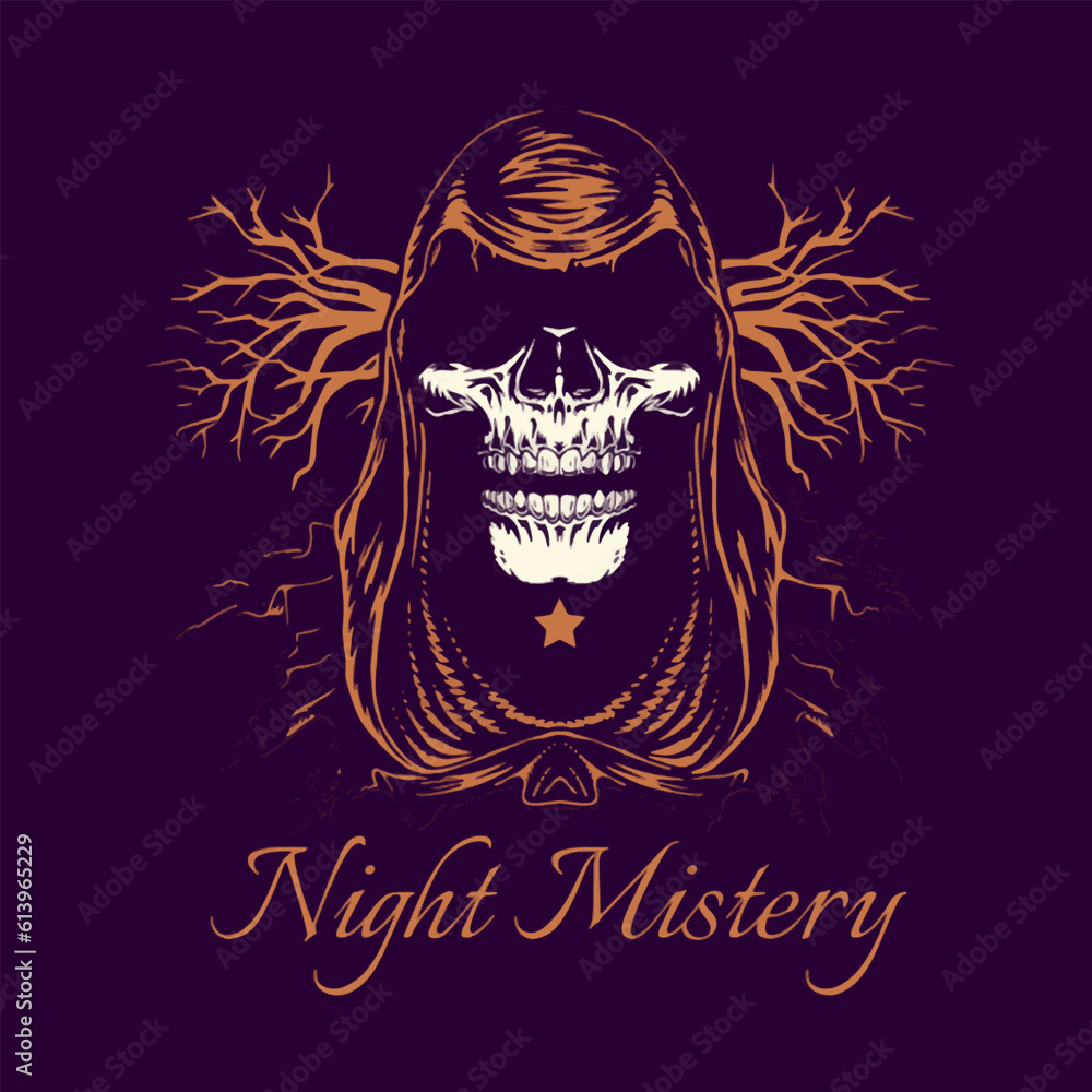 Skull - Night Mystery Vector Art, Illustration, Icon and Graphic