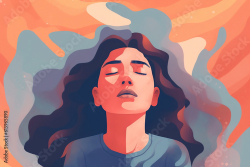Illustration of a serene woman --Generative AI