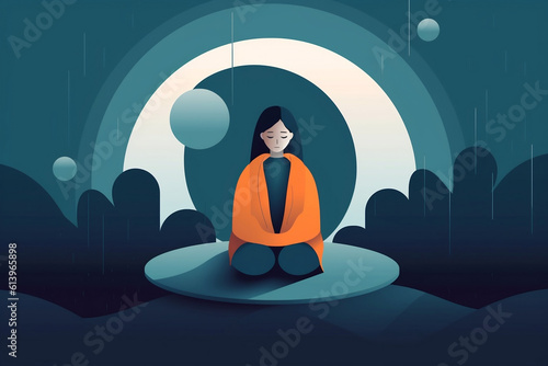 Illustration of a woman deep in thought --Generative AI