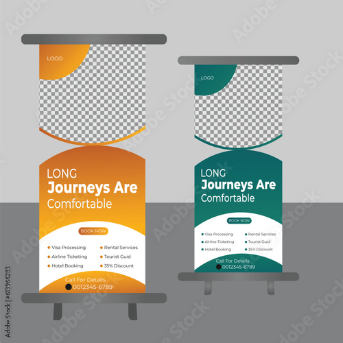 Abstrac New Modern Travel Roll Up Banner Design For Business Or Travel Agency.
