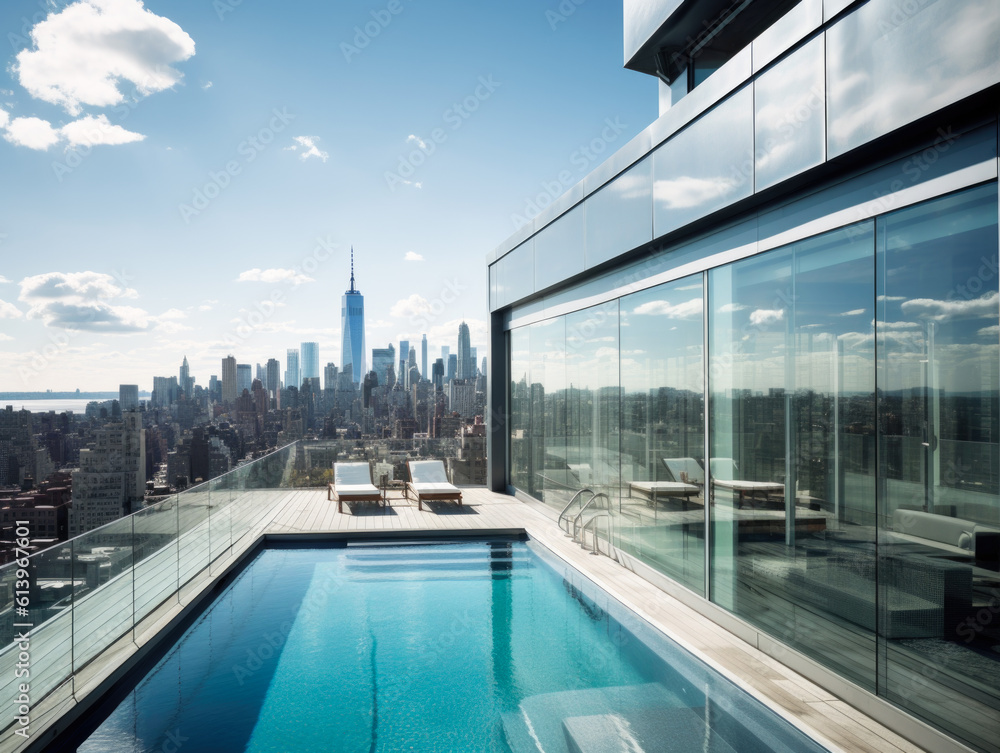 Indulge in the sophistication of a penthouse terrace showcasing a ... - Penthouse Suite With Pool Side Glass Floor Walkout