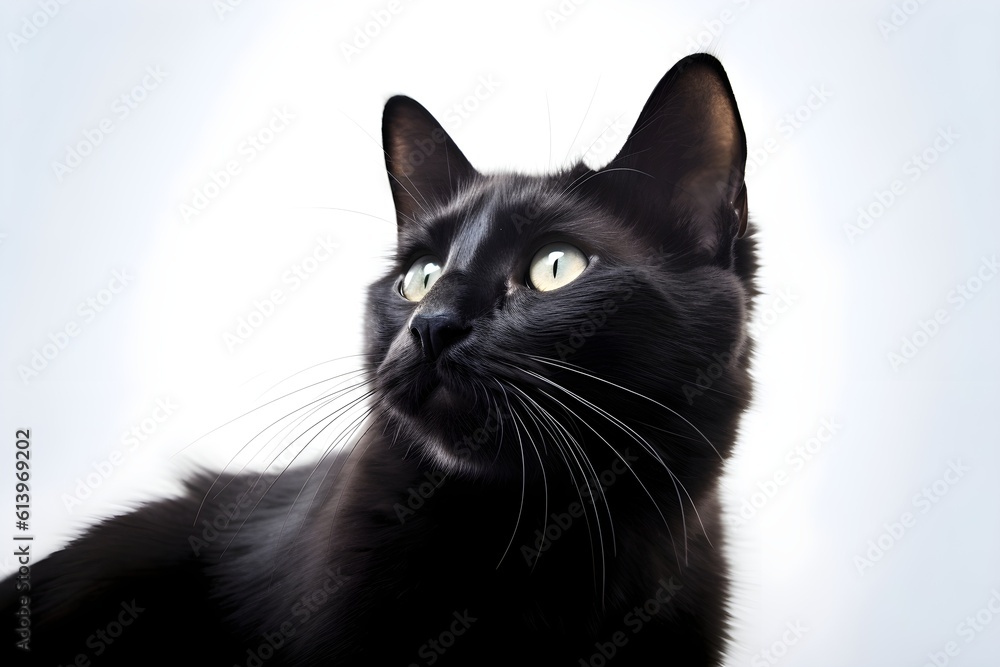 black cat isolated on a white background , Copyspace
