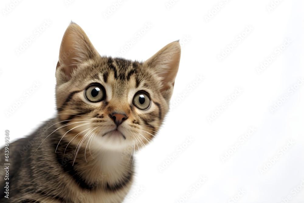 Portrait of a cat isolated on a white background , Copyspace
