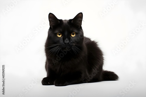 black cat isolated on a white background , Copyspace
