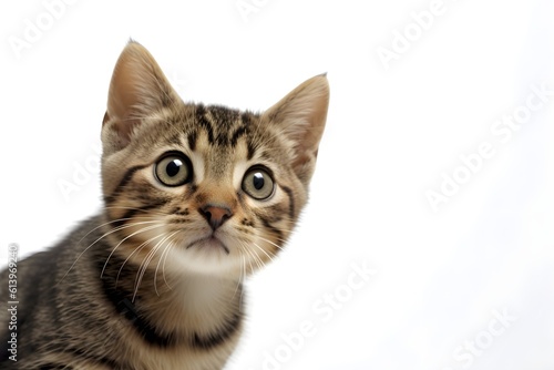 Portrait of a cat isolated on a white background , Copyspace 