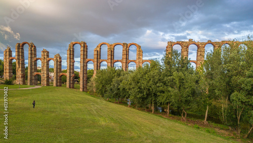 Bild auf Leinwand Roman Aqueduct of Merida Los Milagros. Extremadura, Spain