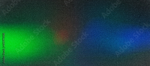 Green blue blurred abstract gradient on dark grainy background, glowing light, large banner size