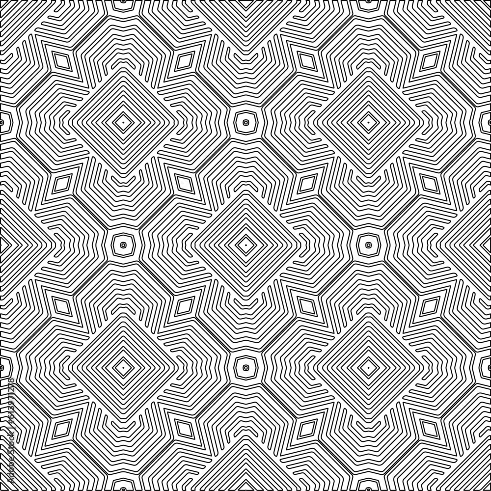 Vector pattern with symmetrical elements . Modern stylish abstract texture. Repeating geometric tiles from striped elements. Black and white pattern. Vector pattern with symmetrical elements . Modern stylish abstract texture. Repeating geometric tiles from striped elements. Black and white pattern.