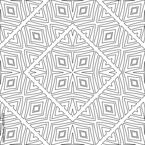 Vector pattern with symmetrical elements . Modern stylish abstract texture. Repeating geometric tiles from striped elements. Black and white pattern.