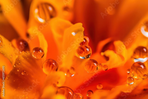 A stunning macro photograph of a delicate water droplet on a vibrant flower petal, capturing the intricate details and natural beauty up close