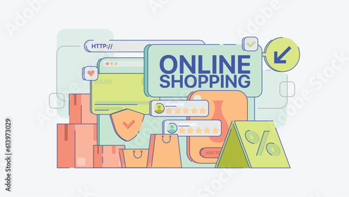 Online shop illustration, Online shop elements, Online shopping, drop shopping, illustration, vector, Shopping spree, Pastel color, pastel, light colors, pastels couleur, shopping, shop, online, web 