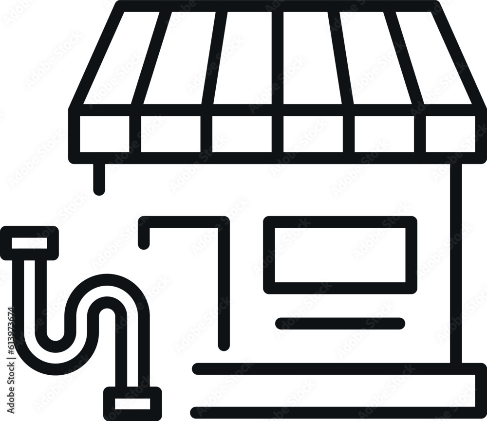 Pipe by Shop and Store Isolated Line Icon. Perfect for web sites, apps, UI, internet, shops, stores. Simple image drawn with black thin line Pipe by Shop and Store Isolated Line Icon. Perfect for web sites, apps, UI, internet, shops, stores. Simple image drawn with black thin line