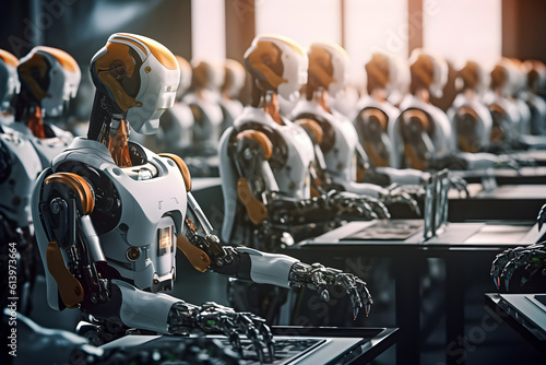 Concept of using artificial intelligence in a class room of tomorrow  With Generative AI.   