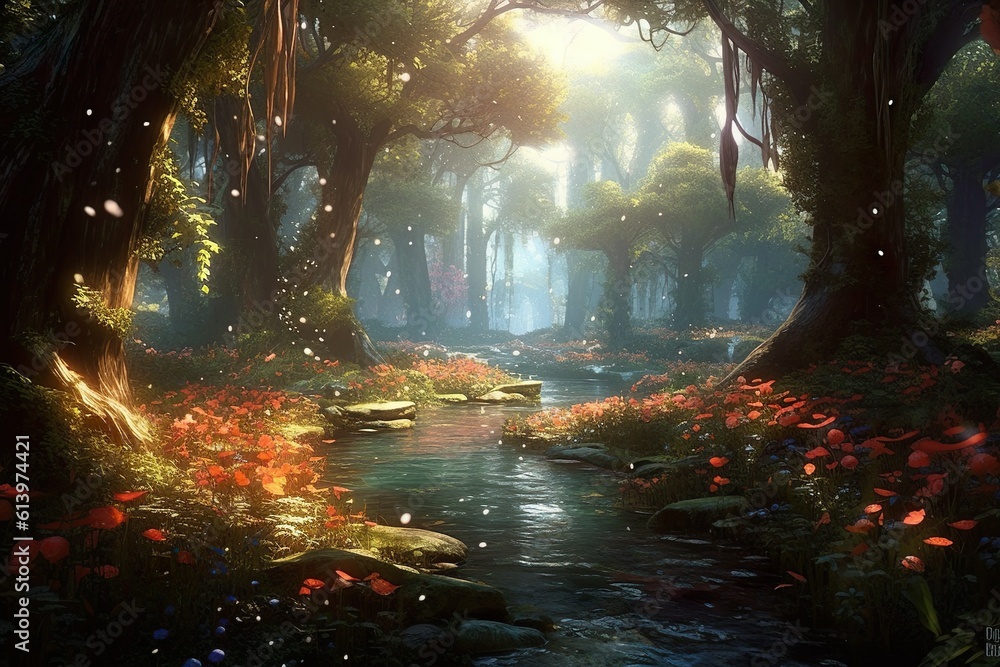 Illustration fantasy forest, Generative ai Illustration fantasy forest, Generative ai