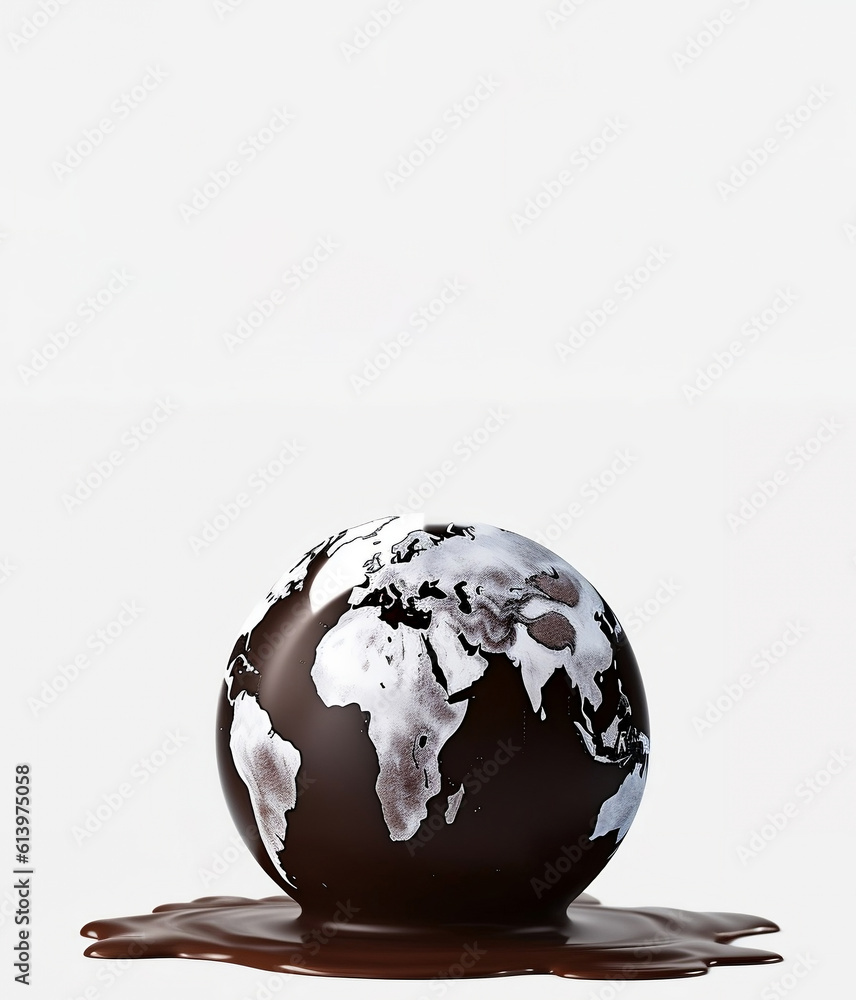 world chocolate day greeting social media post with molten chocolate earth and copy space background. Ai generation world chocolate day greeting social media post with molten chocolate earth and copy space background. Ai generation
