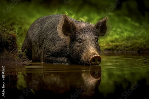 Wild boar in the woods