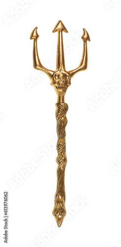 Cuadro en lienzo golden trident of the devil isolated on white background