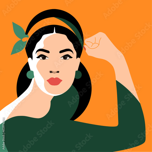 Raised Fist - Women Rresistance - Woman Pride - Empowered Expression: Feminist Woman Raising Fist in Determined Protest