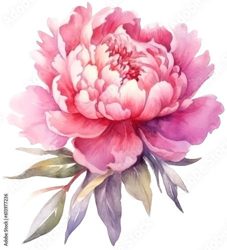 Peony watercolor on a transparent background