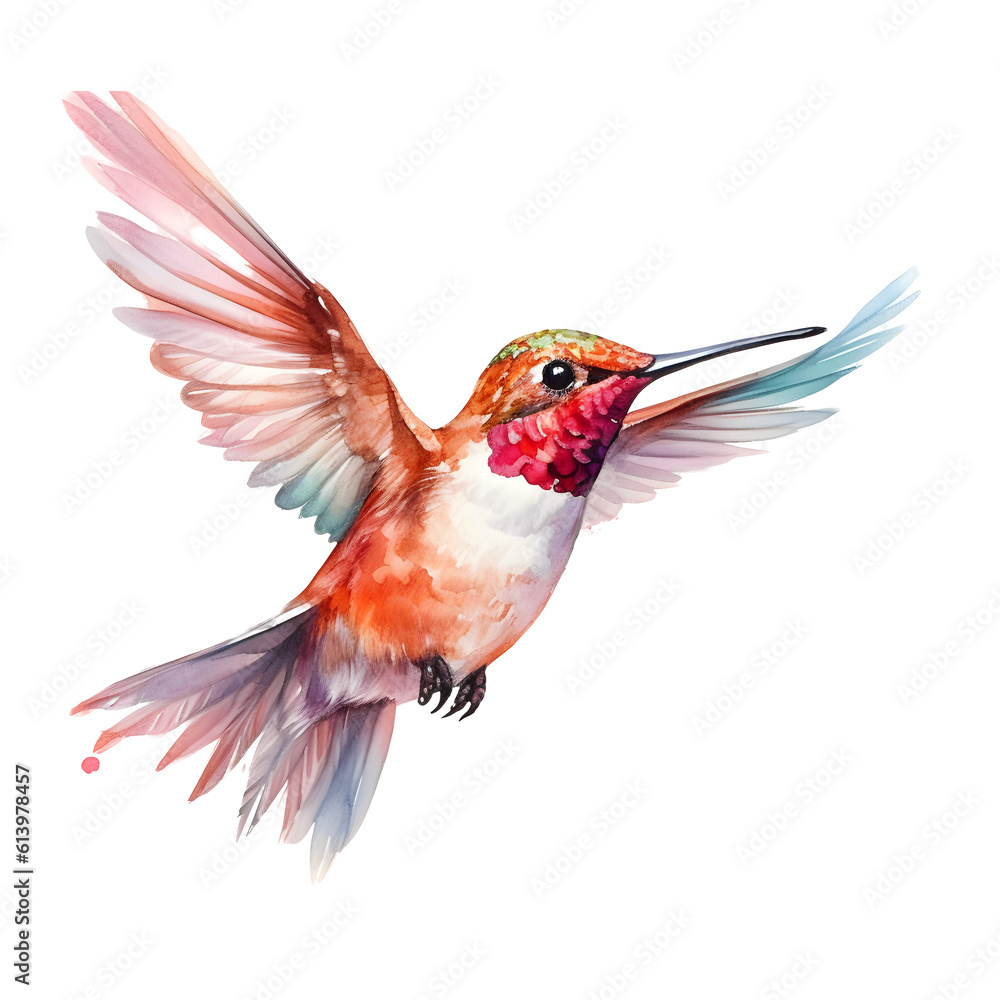 Obraz premium cute hummingbird in watercolor design against transparent background