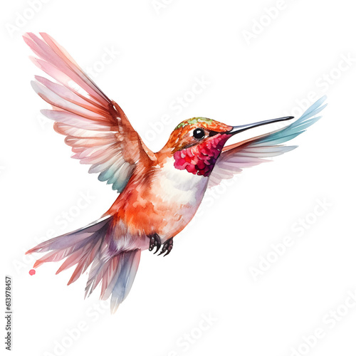 cute hummingbird in watercolor design against transparent background © bmf-foto.de