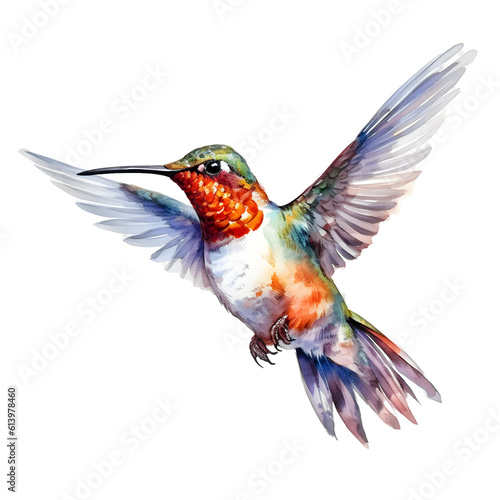 cute hummingbird in watercolor design against transparent background © bmf-foto.de