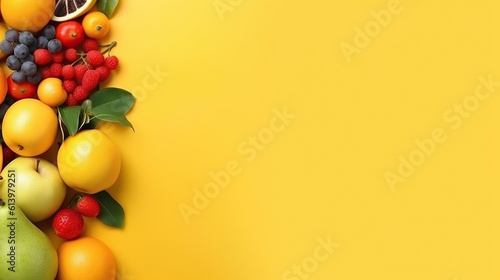 Abstract fruit background with empty space for text photography top view lighting Generative AI