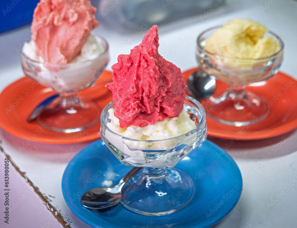 Ice cream in a bowl traditional from the area of Ibarra, Ecuador. This