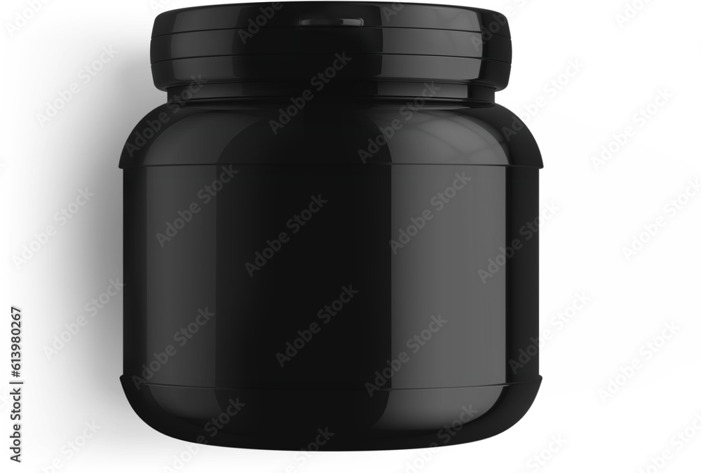 Nutrition Supplemet Black Plastic Bottle Jar Packaging Isolated 3D Rendering Nutrition Supplemet Black Plastic Bottle Jar Packaging Isolated 3D Rendering