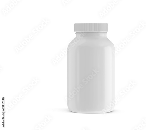 Nutrition Supplemet Plastic Bottle Jar Packaging Isolated 3D Rendering