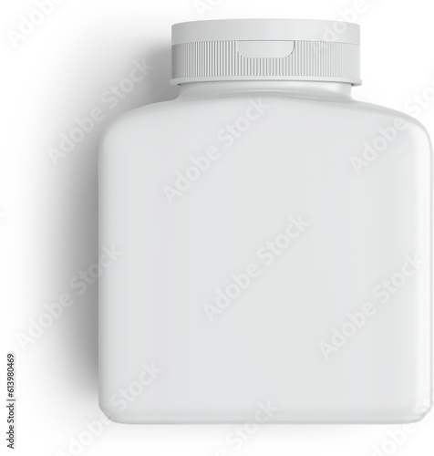 Boxy Nutrition Supplemet Plastic Bottle Jar Packaging Isolated 3D Rendering photo