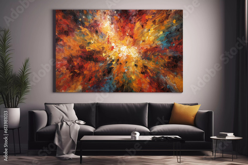 Modern living room with abstract