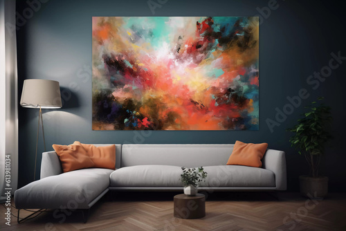 Modern living room with abstract