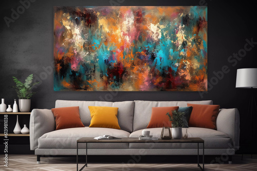 Modern living room with abstract