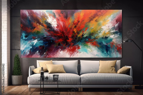 Modern living room with abstract